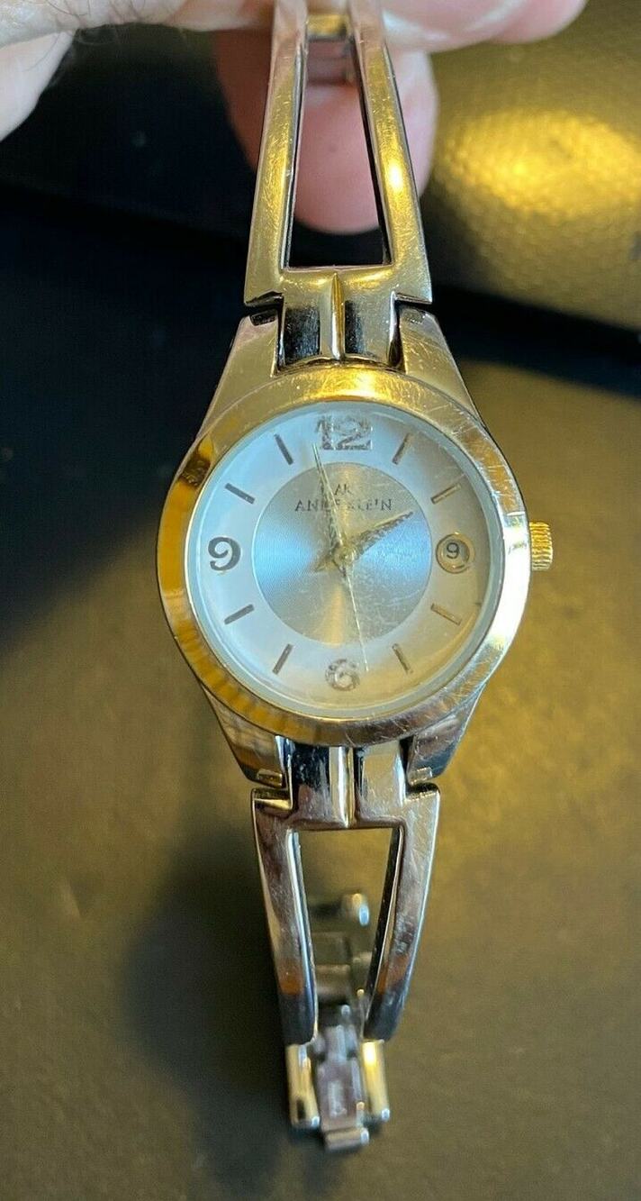 Women's Anne Klein Watch, Silver Tone Bracelet Band, Date, Gold Tone Numbers